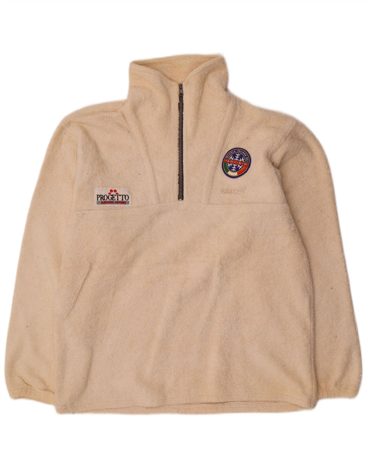 Bailo Jersey De Forro Polar Con Cuello Con Cremallera Y Gráfico Para Hombre Poliéster Blanco Roto Grande