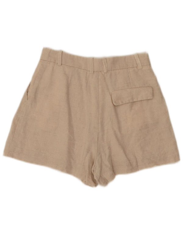 Zara Mujer Shorts Casuales De Talle Alto XS W24 Beige Lino