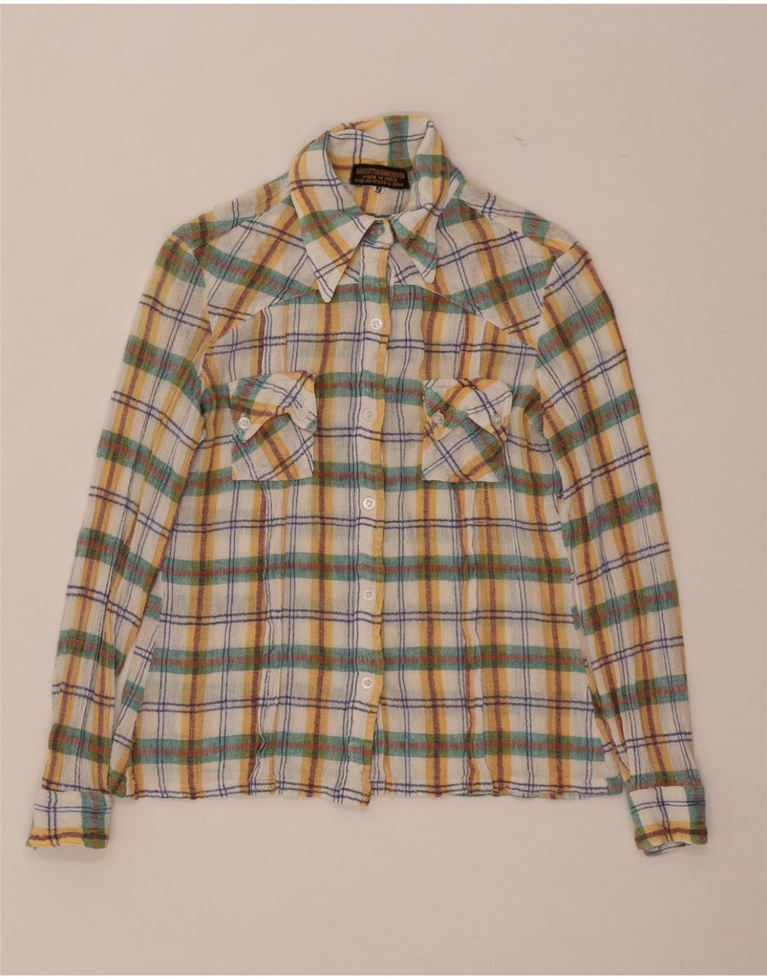 Camisa vintage para mujer IT 44 Algodón mediano a cuadros multicolor
