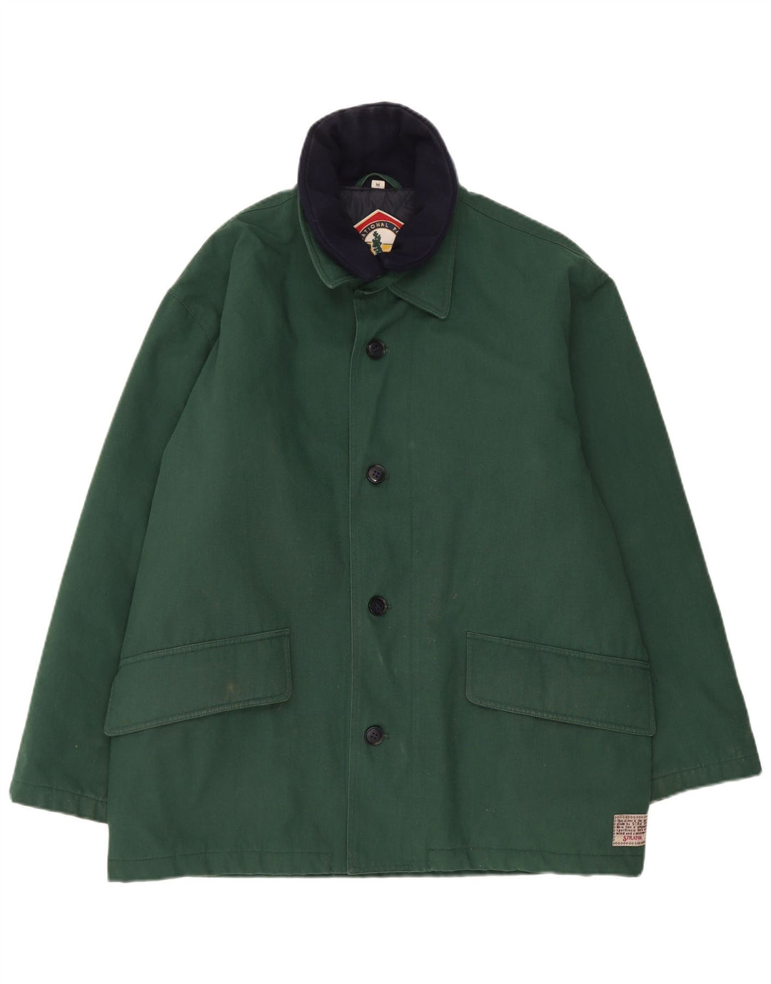 Abrigo vintage para hombre Reino Unido 38 Poliéster verde medio