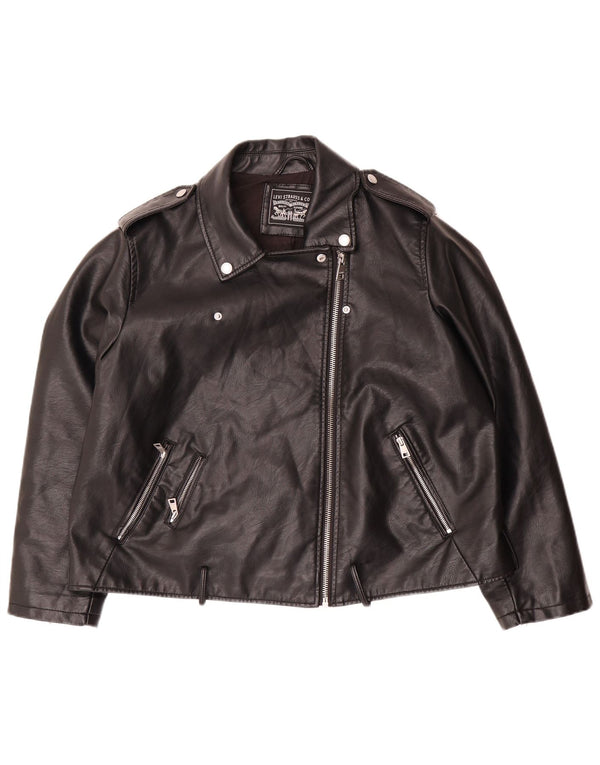 Levi Strauss & Co Chaqueta motera de piel sintética para mujer UK 20 2XL Black Biker