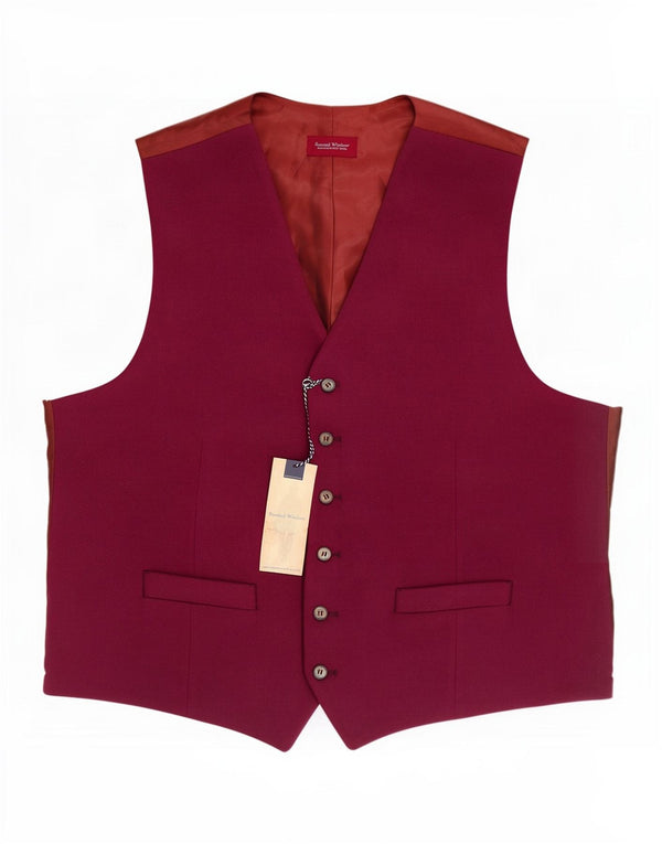 Samuel Windsor Chaleco para hombre UK 44 XL Granate Lana virgen