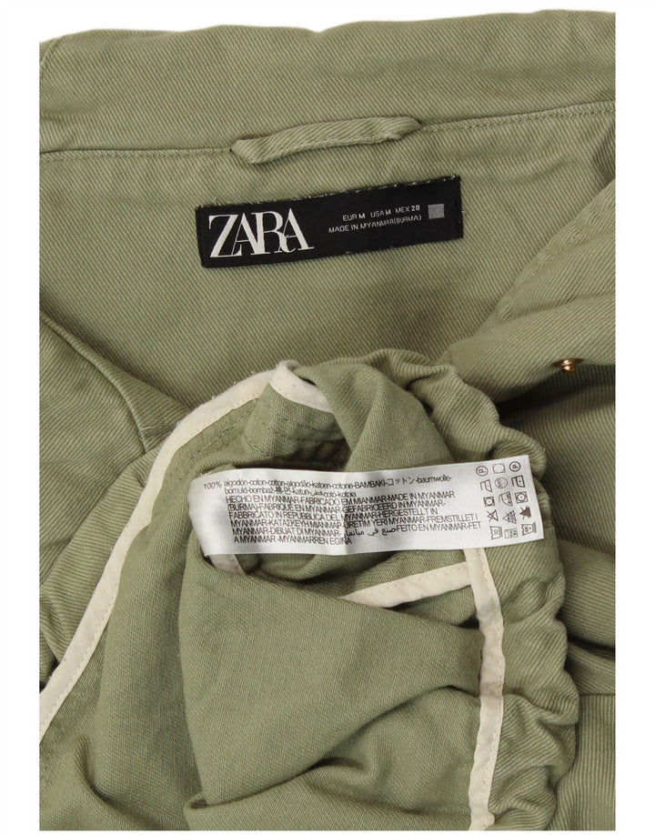 ZARA Chaqueta bomber corta con capucha de gran tamaño para mujer Reino Unido 44 Algodón caqui mediano