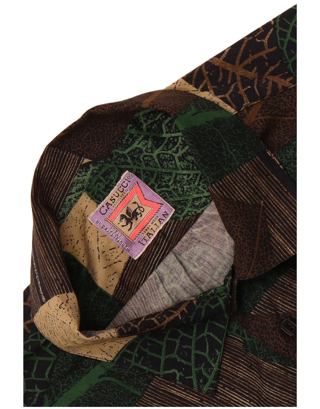Casucci Camisa De Manga Corta Para Hombre Patchwork Marrón Grande