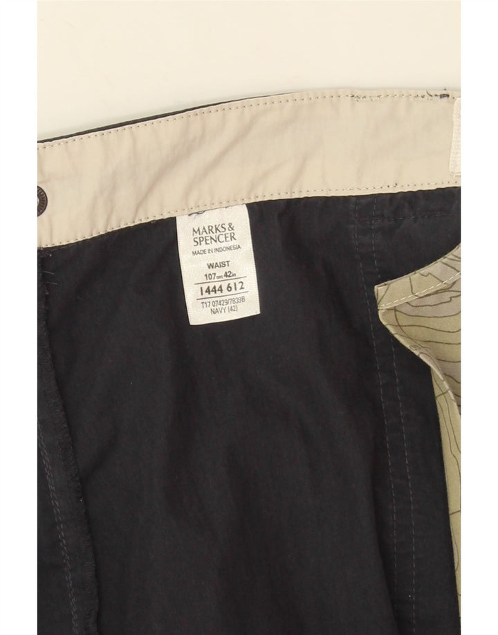 Marks & Spencer Pantalones cortos cargo para hombre W42 2XL Algodón azul marino