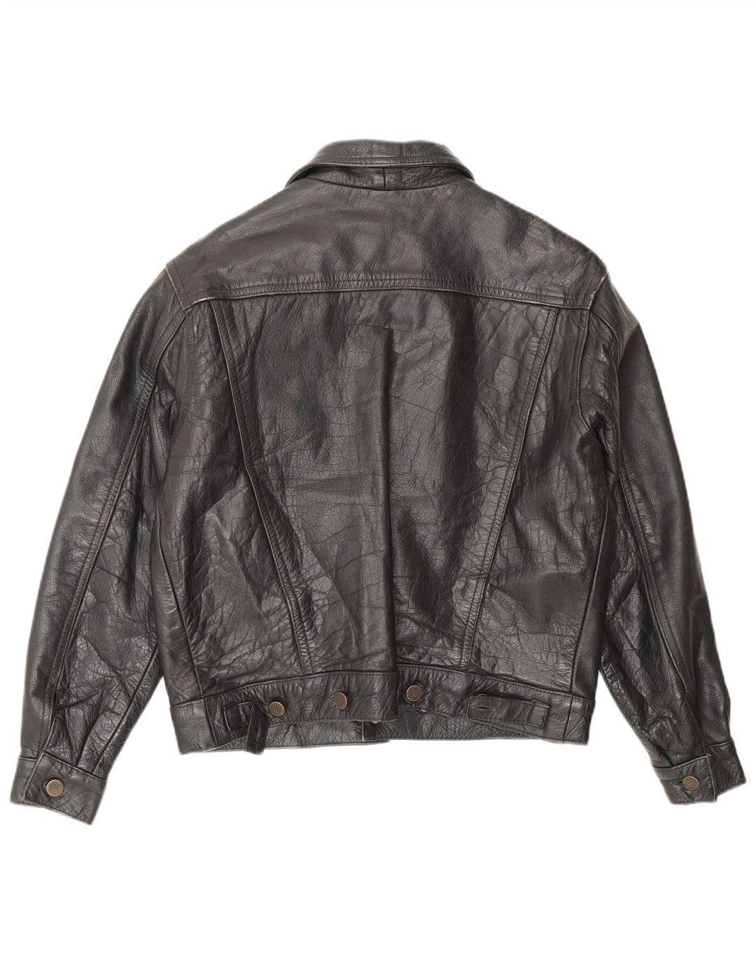 Chaqueta de cuero vintage para mujer IT 42 Cuero negro medio
