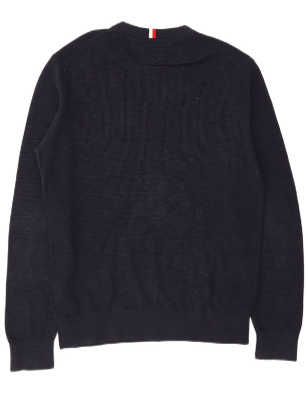 Tommy Hilfiger - Jersey de cuello redondo para hombre, talla grande, algodón azul marino