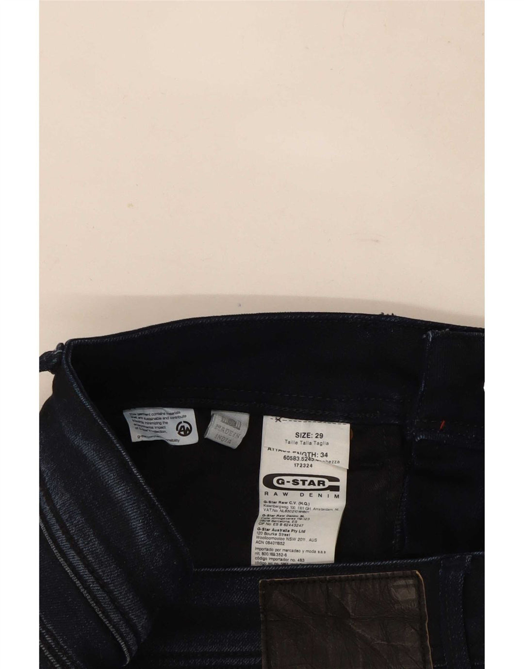 Vaqueros ajustados para mujer G-Star W29 L34 Algodón azul marino