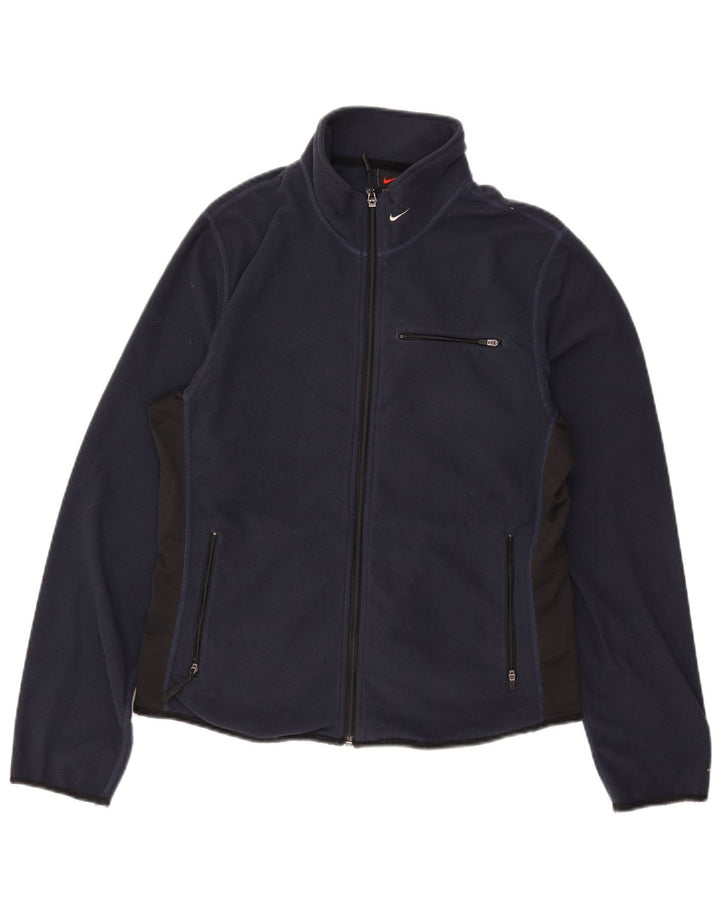 Nike Chaqueta polar para mujer US 12/14 Grande Azul marino Colorblock Poliéster