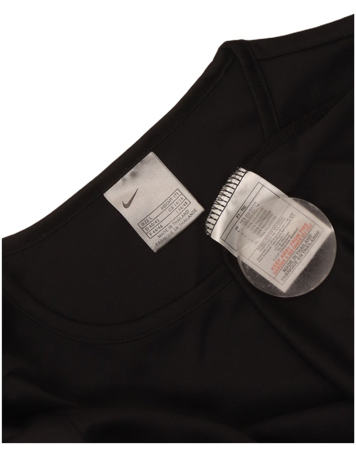 Nike Mujer Dri Fit Top Manga Larga UK 14/16 Grande Negro Poliéster