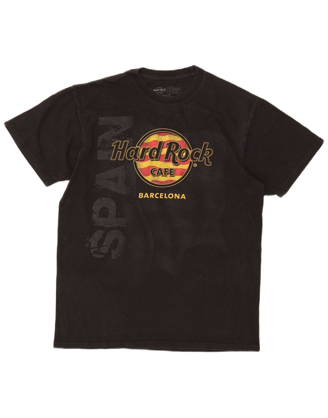 Hard Rock Cafe Mens Barcelona Graphic Camiseta Top Medio Algodón Negro