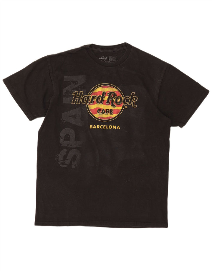 Hard Rock Cafe Mens Barcelona Graphic Camiseta Top Medio Algodón Negro