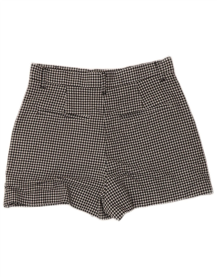 Zara Mujer Pantalones Cortos Chinos Pequeños W26 Pata De Gallo Negro