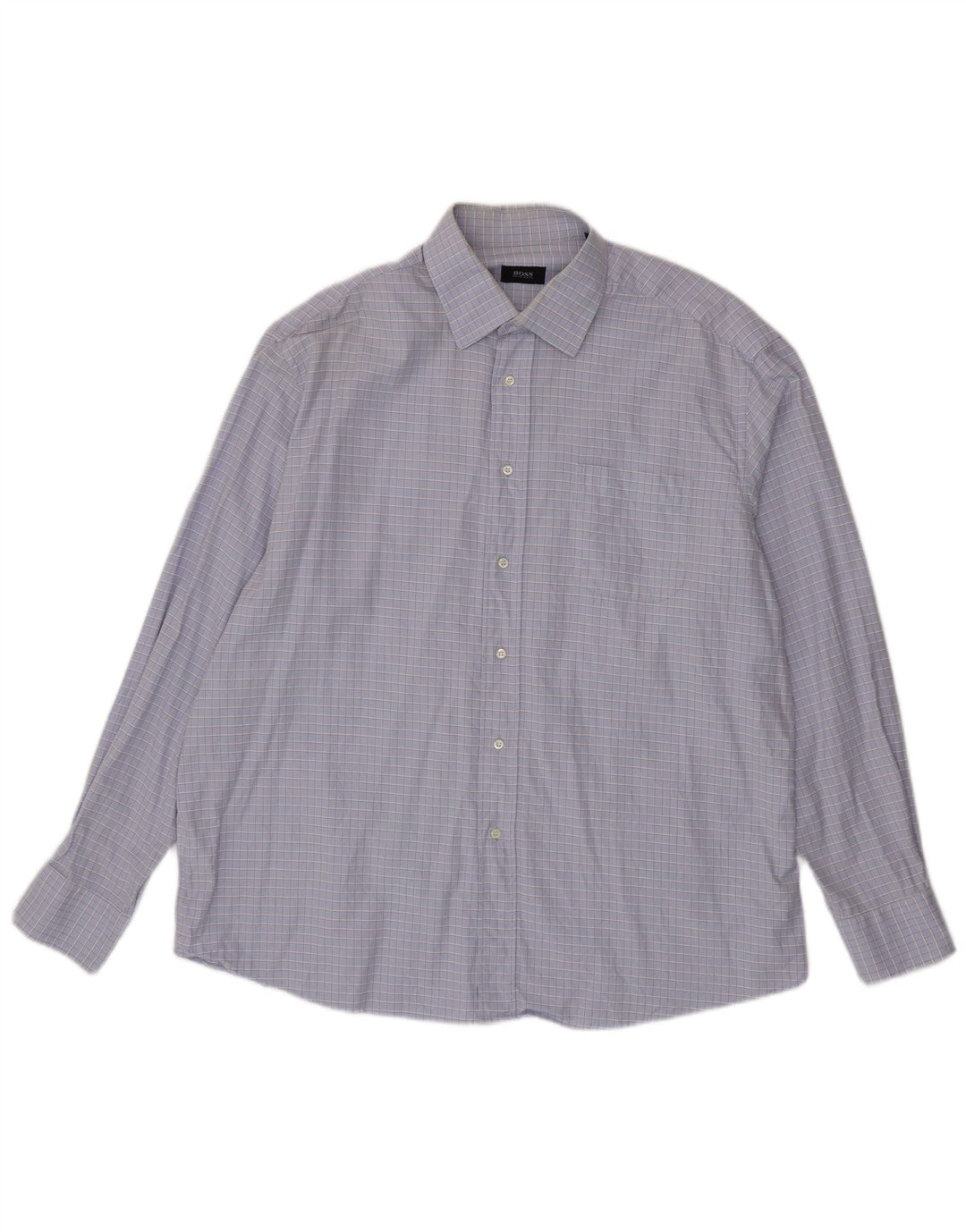 Camisa HUGO BOSS para hombre Talla 45 17 1/2 XL Algodón a cuadros morado