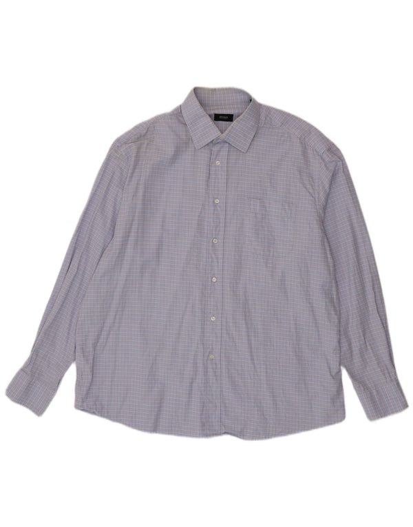 Camisa HUGO BOSS para hombre Talla 45 17 1/2 XL Algodón a cuadros morado