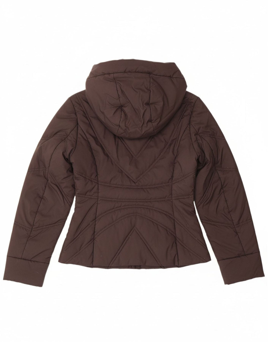 TRUSSARDI JEANS Womens Hooded Padded Jacket IT 42 Medium Brown Polyester