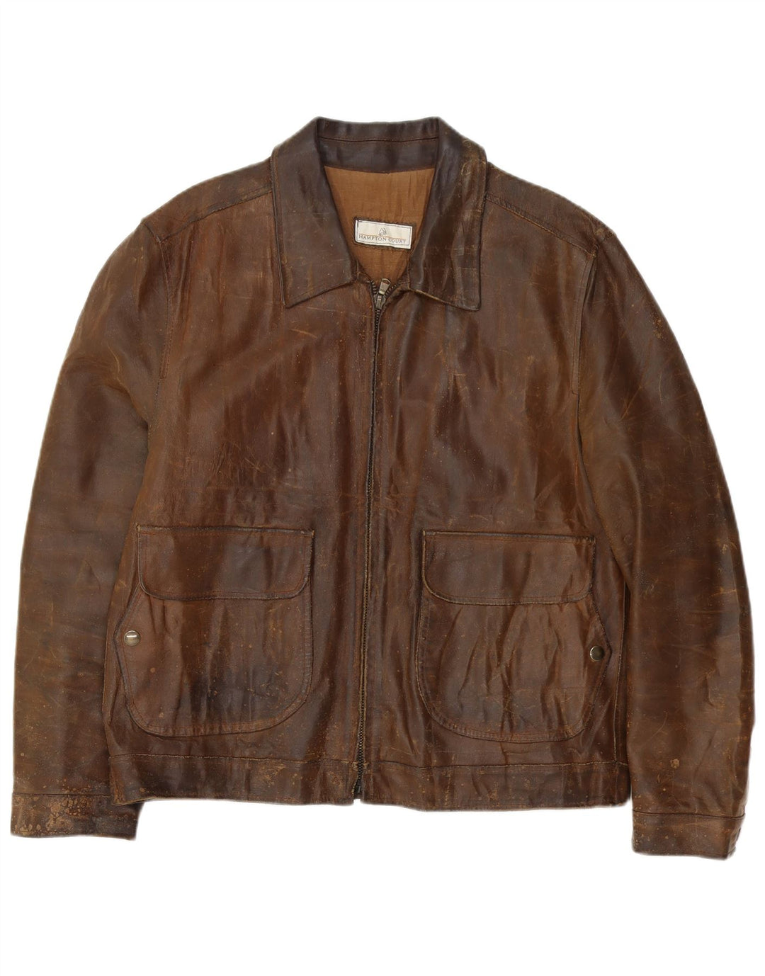 Chaqueta de cuero vintage para hombre IT 54 2XL cuero marrón