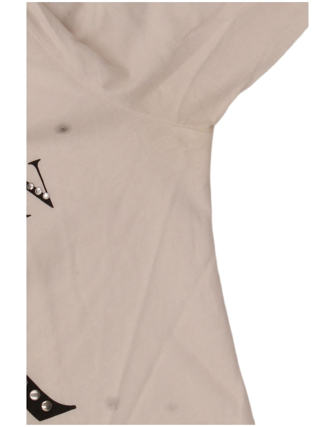 BENETTON Top gráfico para mujer manga 3/4 UK 12 Medium White