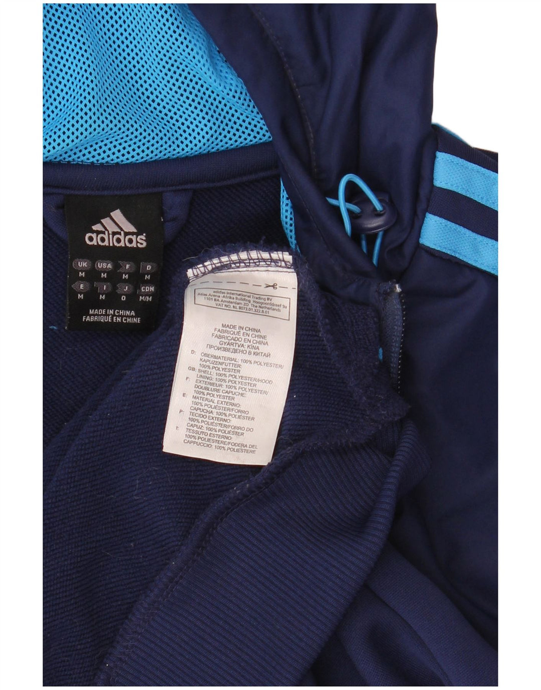 Adidas Hombre Zip Sudadera Con Capucha Suéter Medio Azul Marino Poliéster