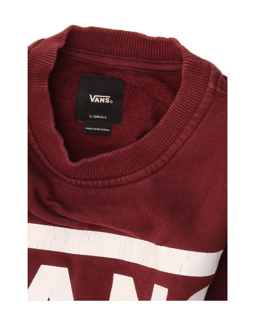 VANS Mens Graphic Sweatshirt Jumper XS Burgundy Vintage Vans and Second-Hand Vans from Messina Hembry 