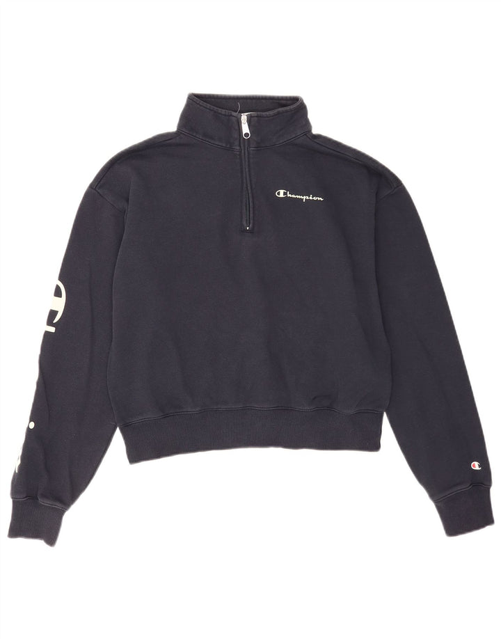 Champion Sudadera Crop Graphic para Mujer UK 44 Medium Azul Marino