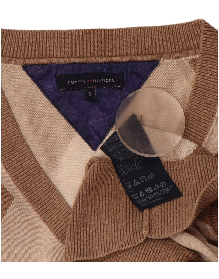 TOMMY HILFIGER Suéter tipo jersey con cuello en V para mujer UK 10 Small Brown