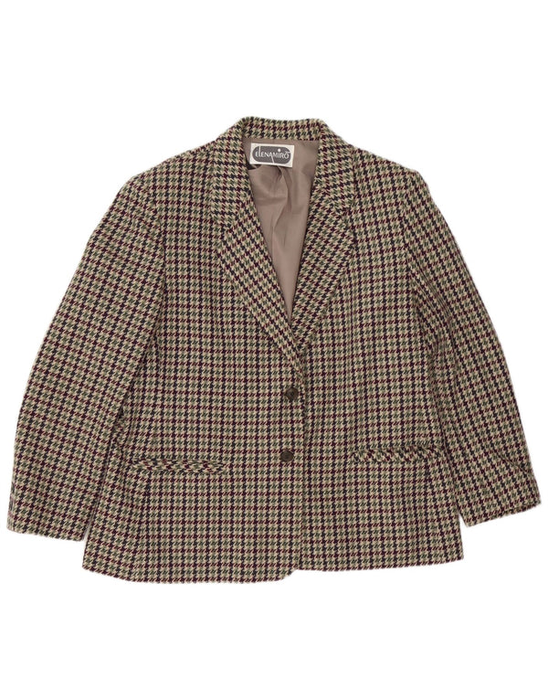 ELENA MIRO Chaqueta tipo blazer de 2 botones para mujer UK 40 XL Pata de gallo multicolor