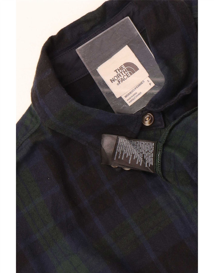 The North Face Camisa de franela extragrande para mujer UK 10 Small Navy Blue Check
