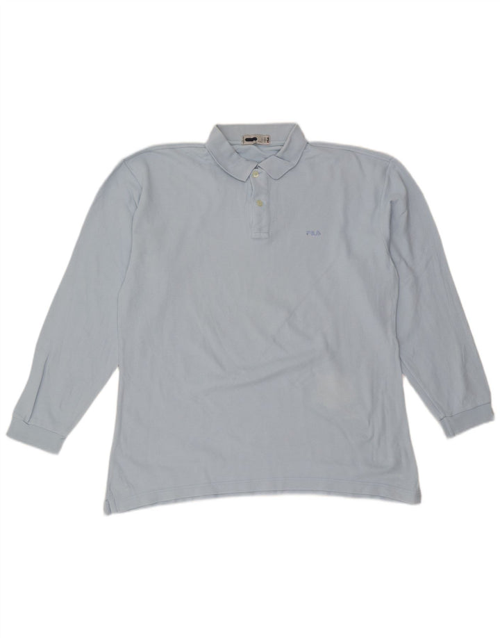 FILA Polo de manga larga para hombre grande azul