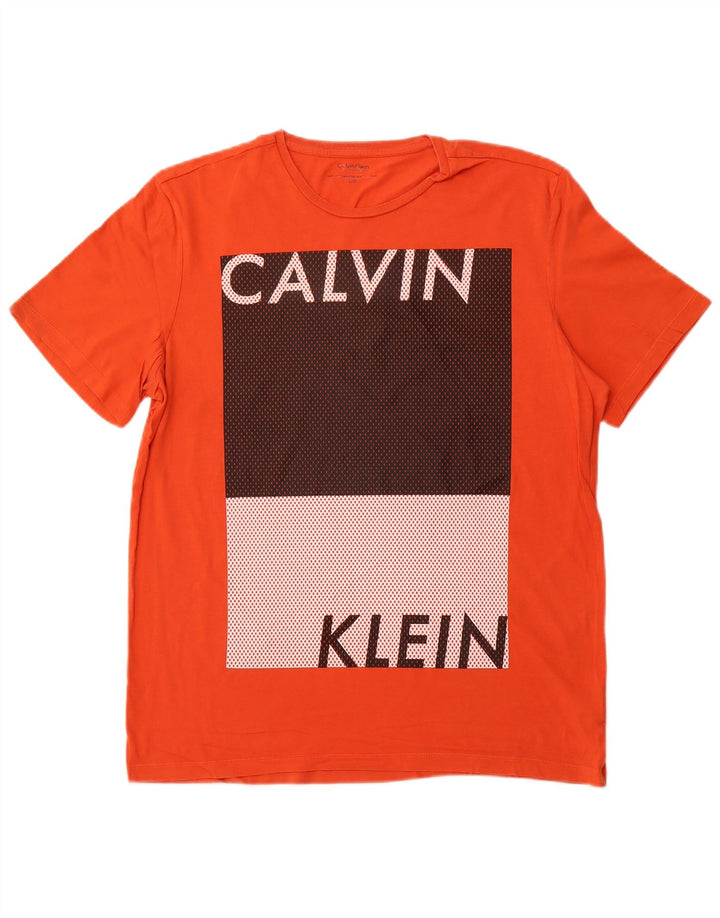 CALVIN KLEIN Camiseta gráfica para hombre Top grande naranja