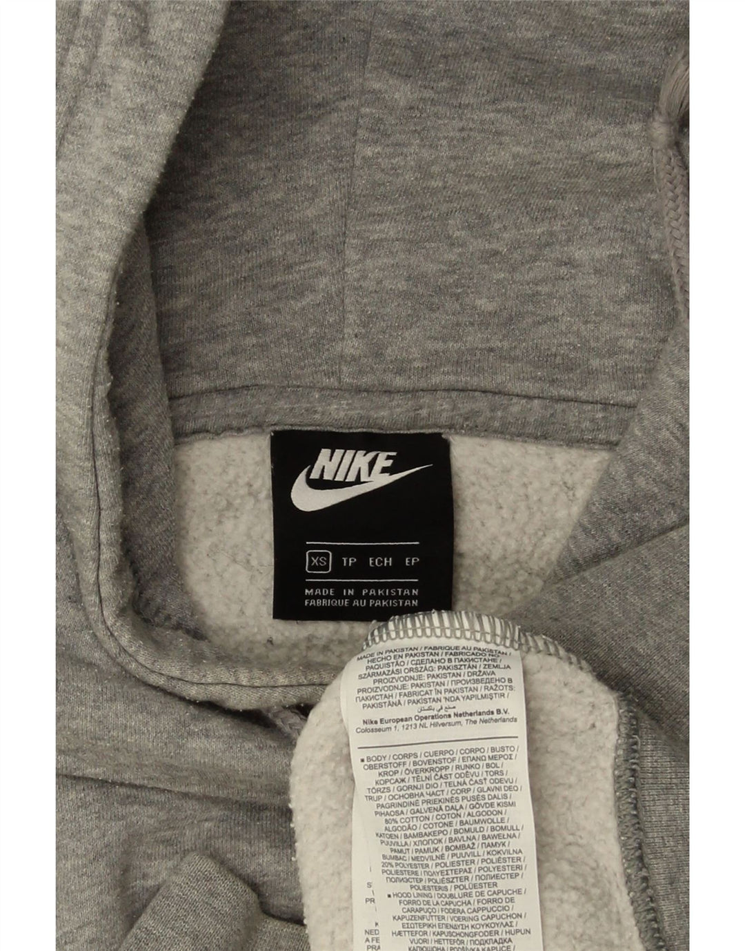 NIKE Jersey con capucha extragrande para mujer UK 6 XS Algodón gris