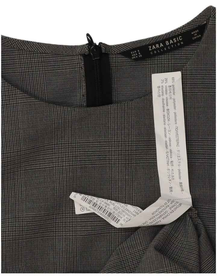 Zara Vestido tubo de manga 3/4 para mujer UK 40 Poliéster de pata de gallo pequeño gris
