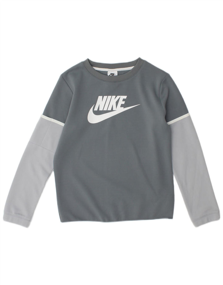 Nike Camiseta gráfica de manga larga para niños 10-11 años Gris medio Colorblock
