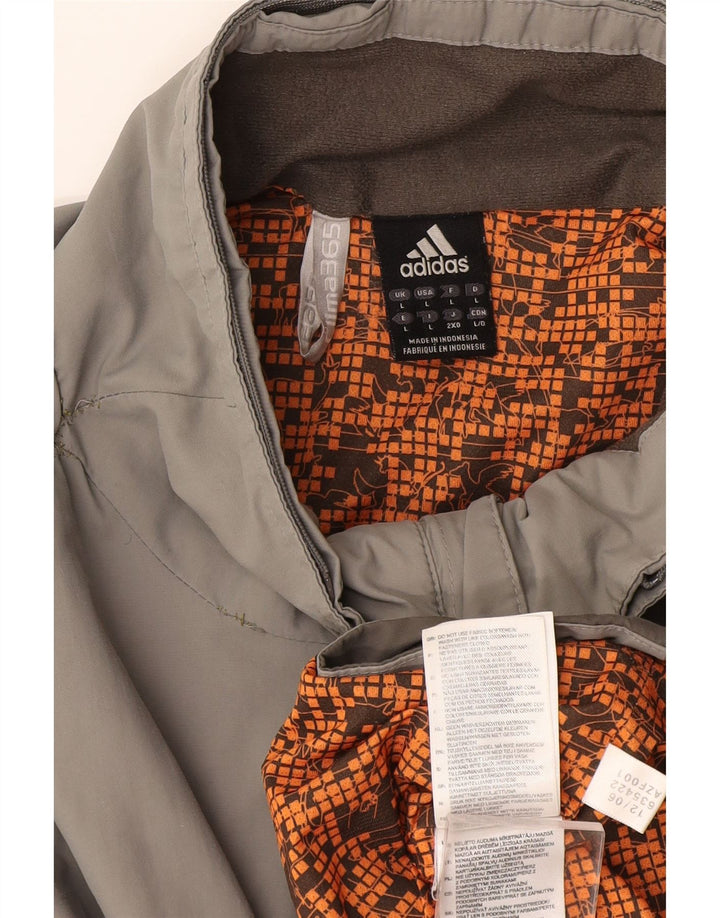 Adidas Chaqueta impermeable para hombre UK 40 Large Gris Colorblock Nylon