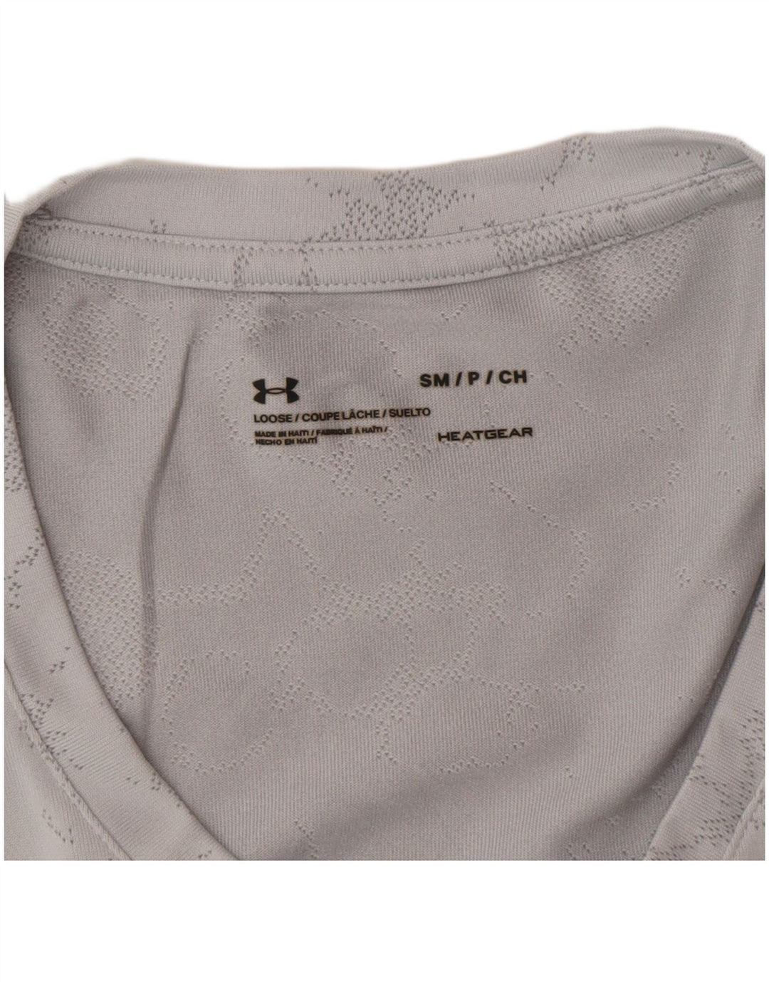 Under Armour Camiseta para mujer Heat Gear con estampado abstracto, talla S, Gris