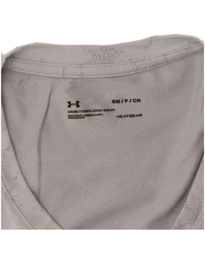 Under Armour Camiseta para mujer Heat Gear con estampado abstracto, talla S, Gris