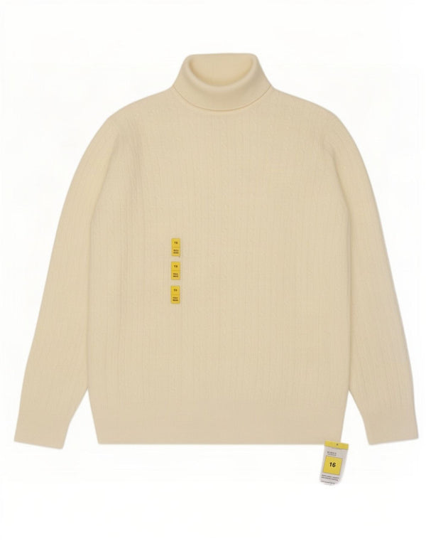 Marks & Spencer Suéter tipo jersey con cuello vuelto para mujer UK 46 Large Off White
