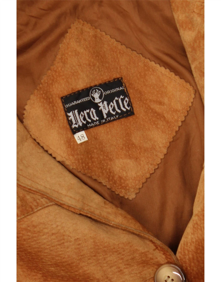 Vera Pelle Chaqueta de ante extragrande para mujer IT 48 XL Cuero beige