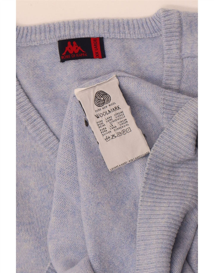 Kappa Jersey con cuello en V para hombre, talla 2XL, lana virgen azul