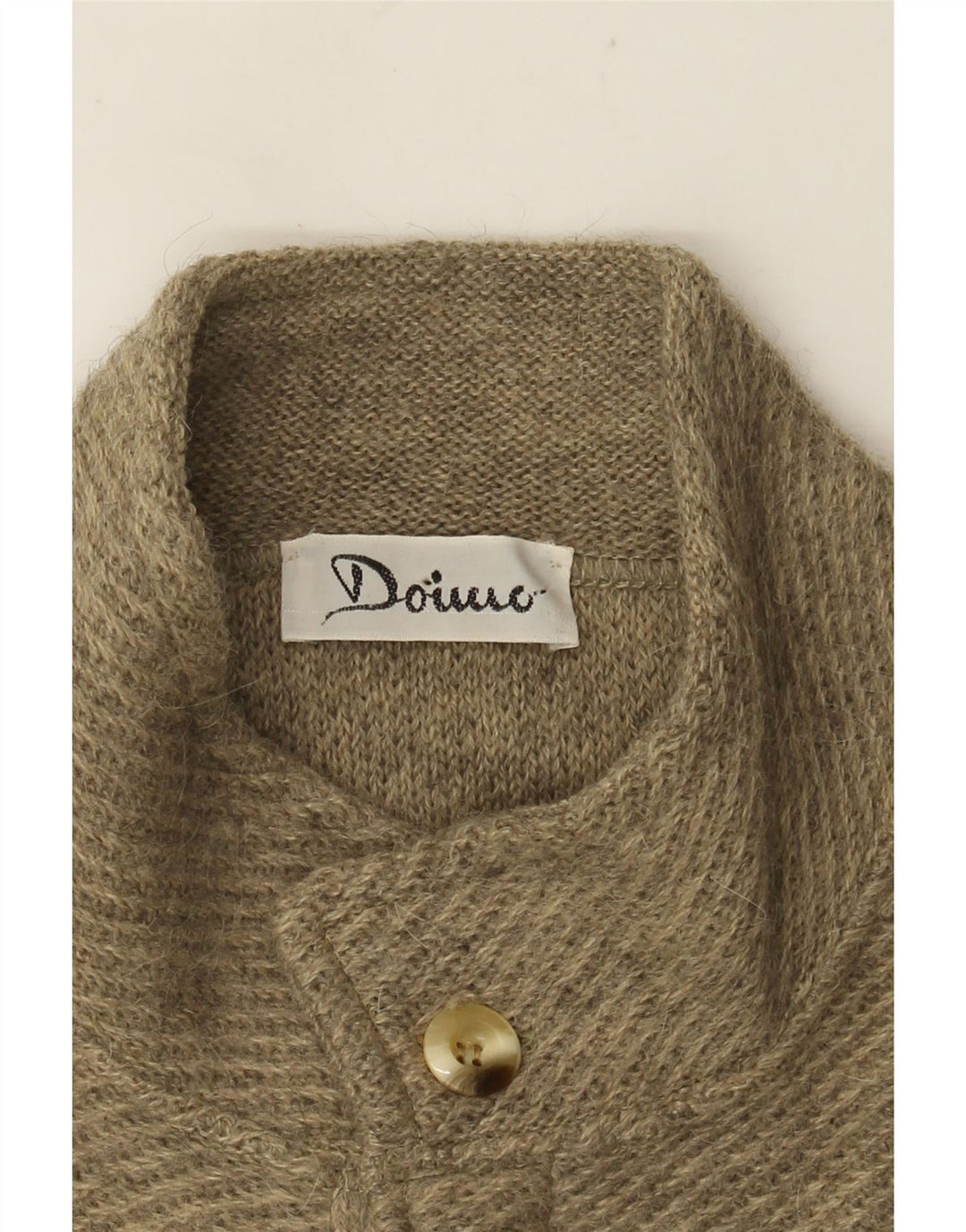 VINTAGE Hombres Cardigan Suéter Medio Beige