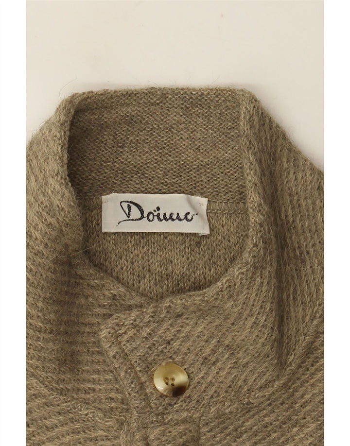 VINTAGE Hombres Cardigan Suéter Medio Beige