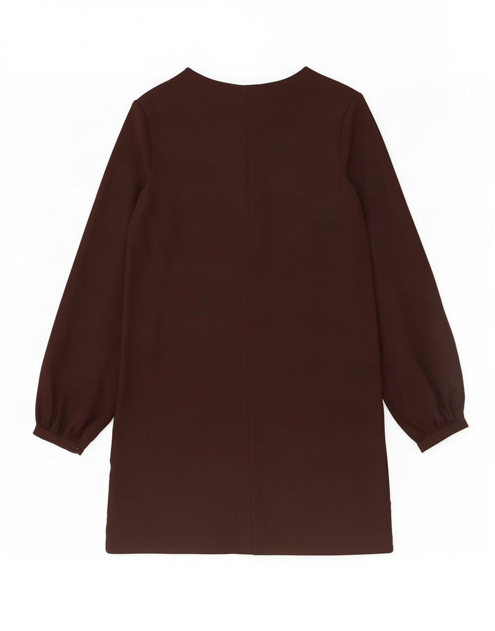 Zara Mujer Vestido Recto De Manga Larga UK 44 Mediano Negro
