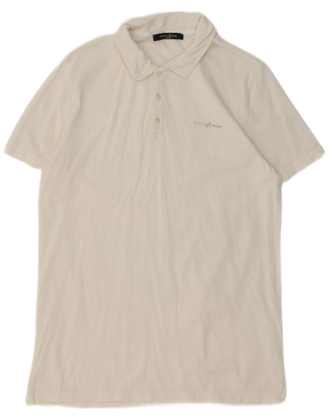 GUESS Mens Polo Shirt Large White Cotton