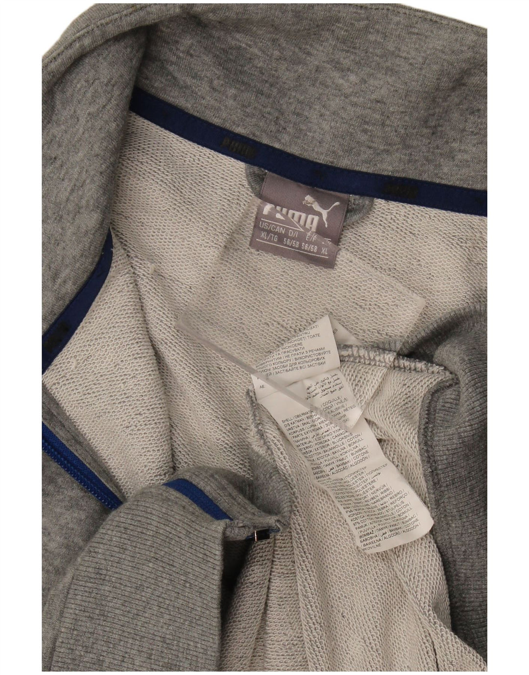 Puma Hombre Gráfico Chándal Top Chaqueta XL Gris Algodón