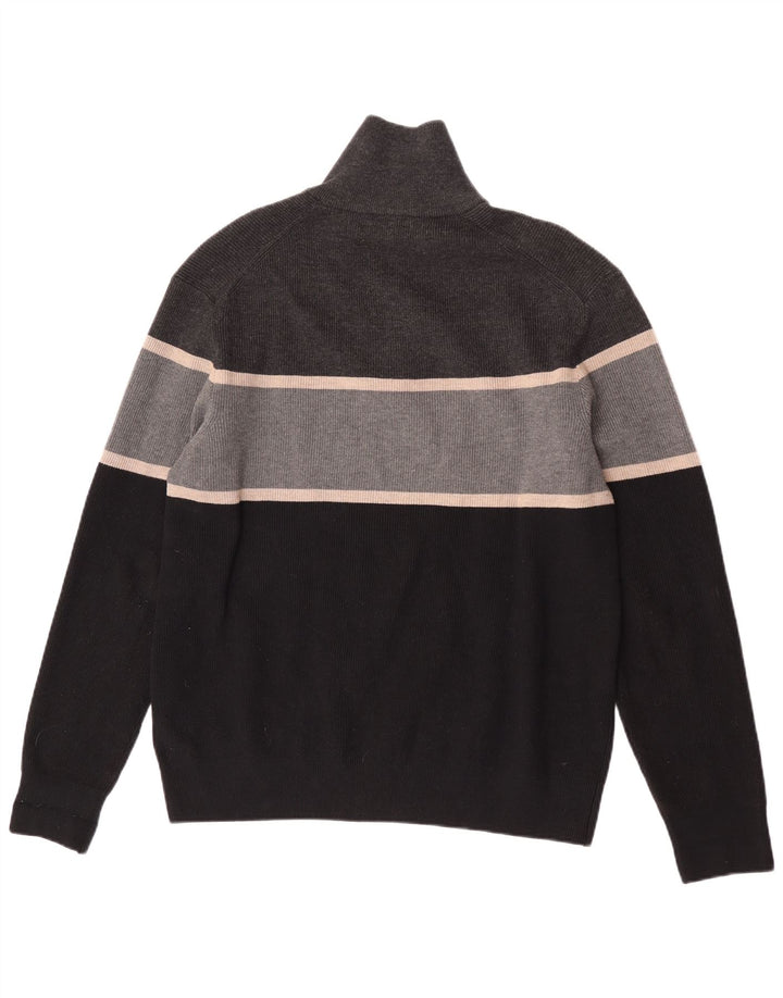 Marks & Spencer Jersey con cuello y cremallera para hombre XL Poliéster con bloques de color gris