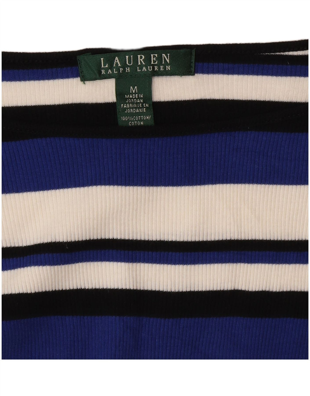 Ralph Lauren Top para mujer manga 3/4 UK 12 Algodón a rayas azul medio