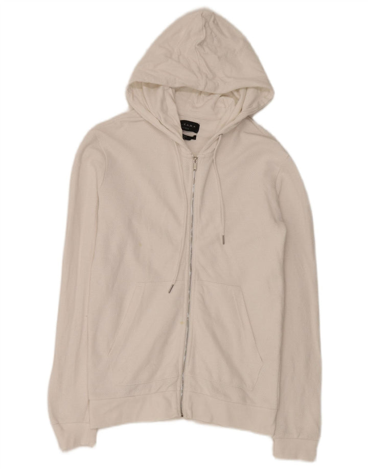 Zara Hombre Sudadera Con Capucha Y Cremallera Pequeño Algodón Blanco