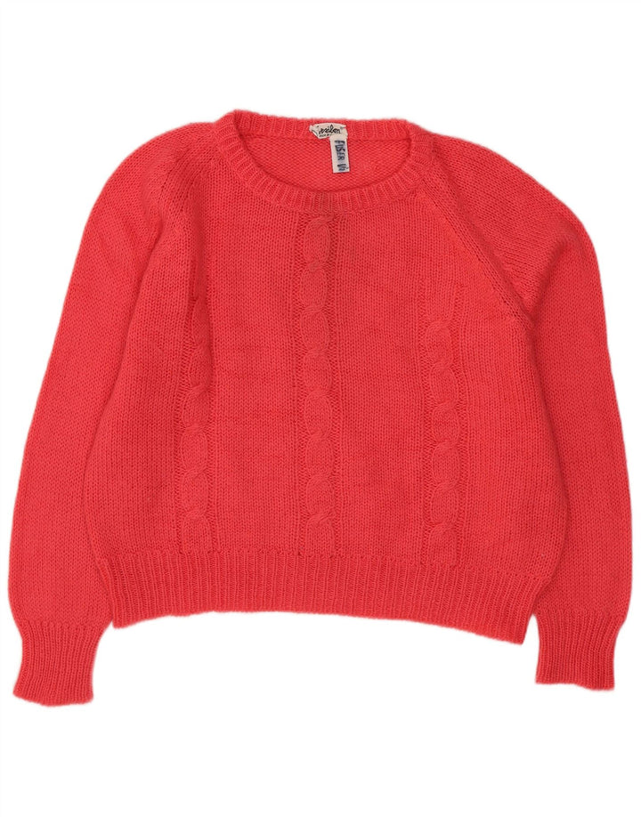 Vintage mujer cuello redondo jersey suéter Reino Unido 16 rosa grande