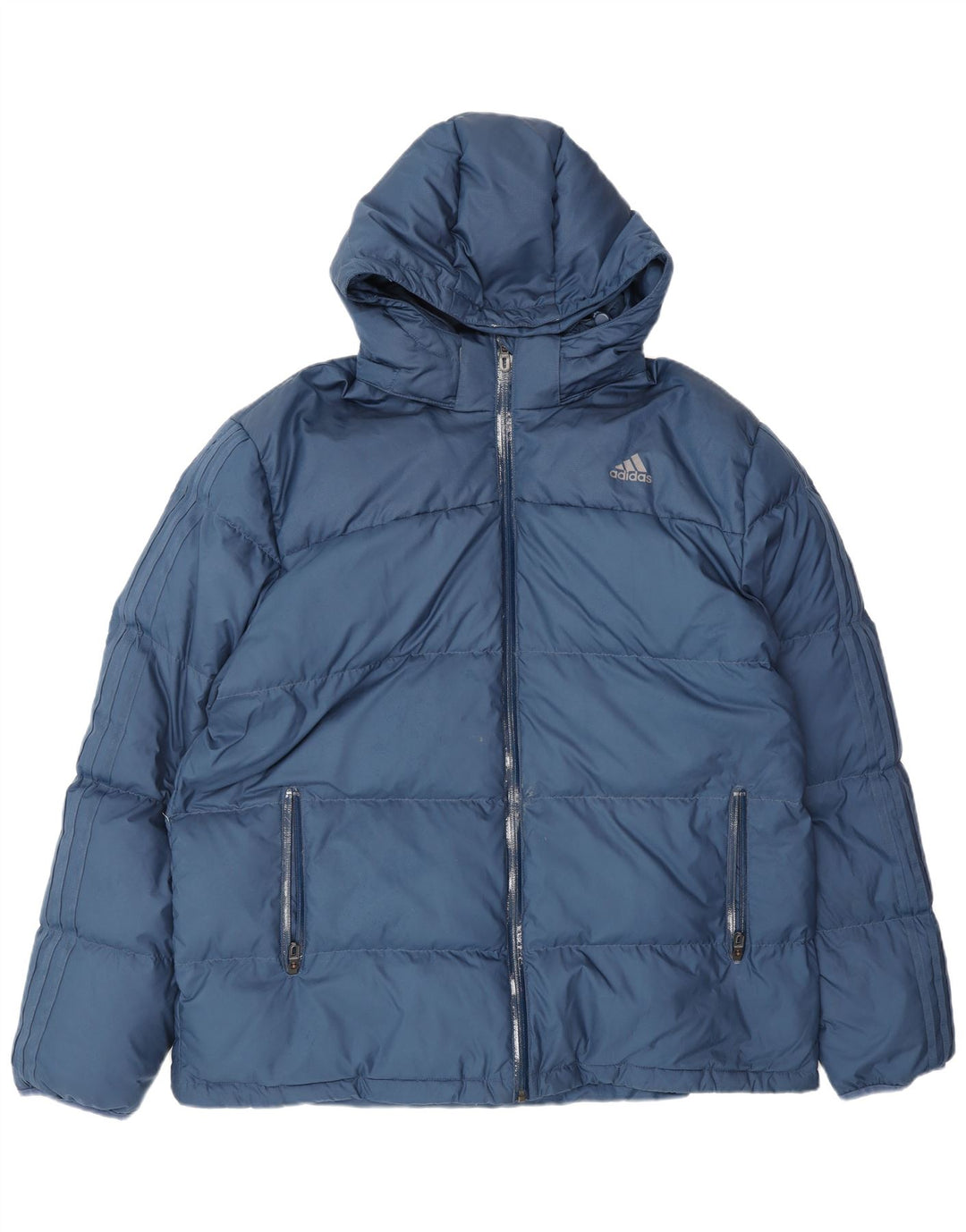 ADIDAS Chaqueta acolchada con capucha para hombre UK 42 XL Azul marino Poliamida Invierno