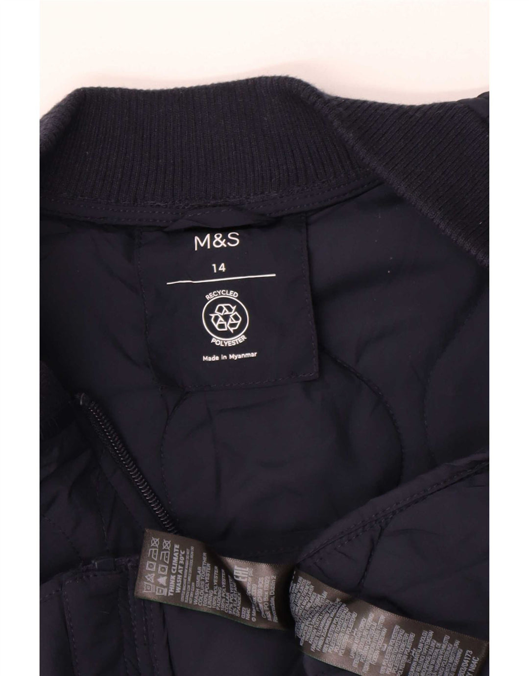 Marks & Spencer Chaqueta acolchada para mujer UK 44 Grande Poliéster azul marino